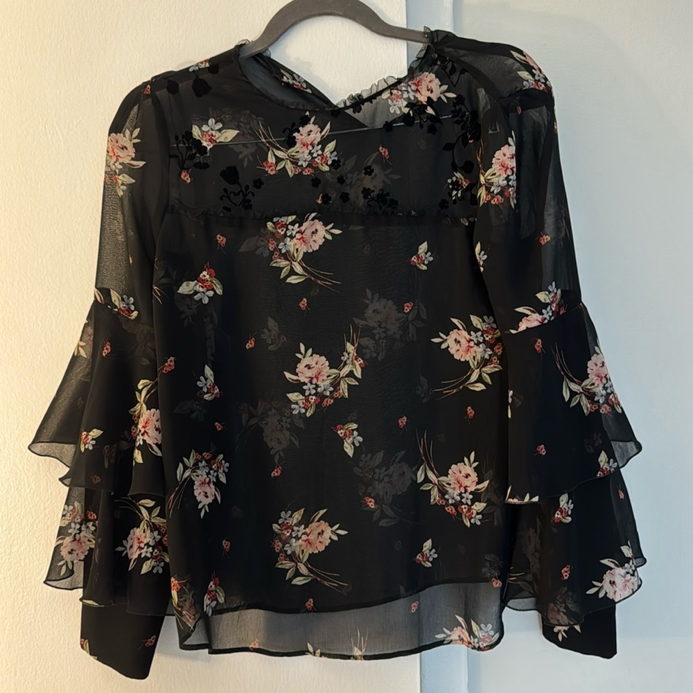 Zara sheer long sleeve blouse